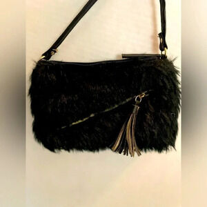 Rue 21 Y2K black faux fur crossbody small purse-NWT